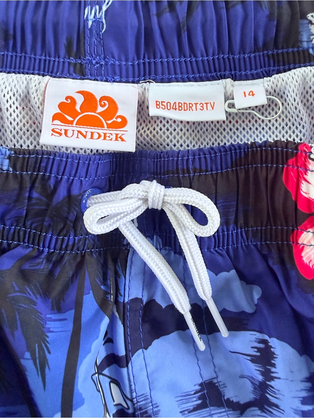 Kids Size 14 Sundek Blue Floral Swim Shorts New Without Tags - Picture 3 of 4